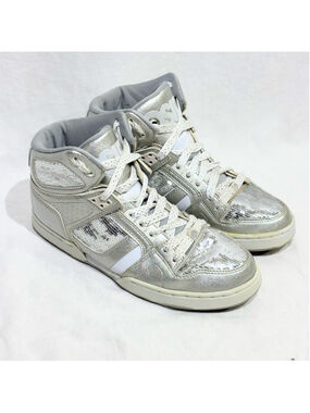 Osiris Womens NYC 83 SLM Girls High Top Metallic Silver Sequin Sneakers Size 9